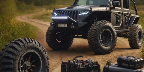 Outdoor crossuitrusting met Strands-verlichting, Viking-banden, een stevige bolderkar en een krachtige booster voor maximale prestaties.