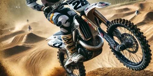 Motocrossrijder in actie op de crossbaan van MCC Holland in Gouda, met een goed uitgeruste crossmotor.