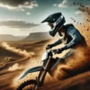 Motocrossrijder met een Arai helm in actie op een offroad circuit.