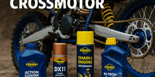 Putoline motorolie en onderhoudsproducten naast een crossmotor – klaar voor gebruik