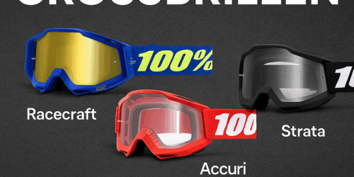 100% crossbrillen in drie modellen – Racecraft, Accuri en Strata – te koop bij MXPROSTORE